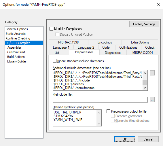 YAMI4 Core project settings