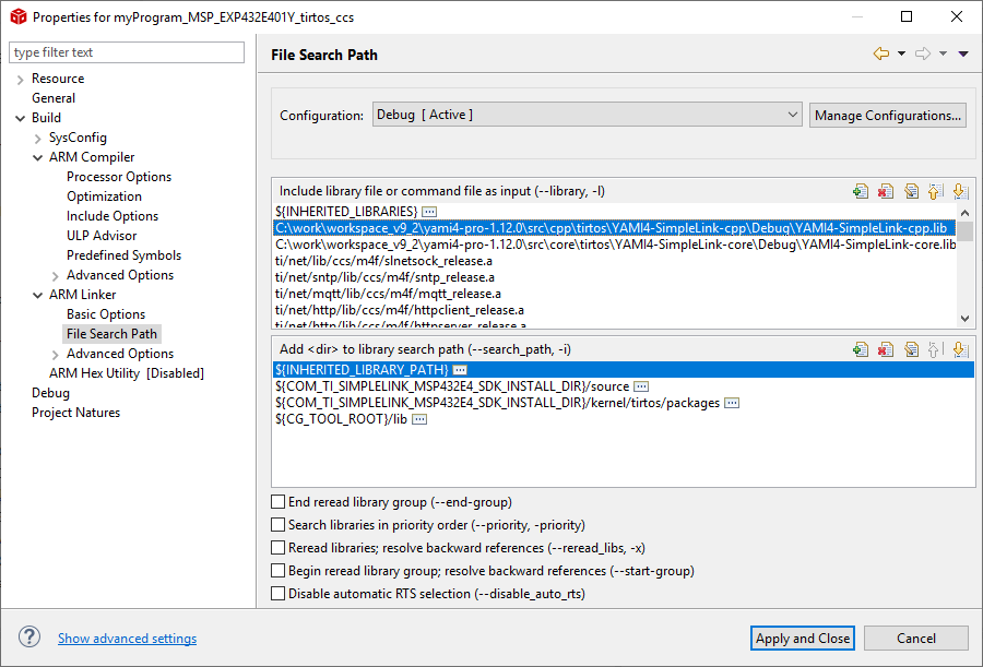 Actual project settings 3