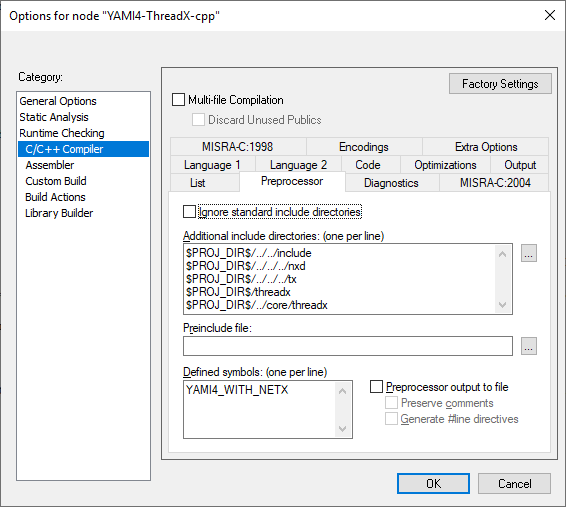 YAMI4 Core project settings