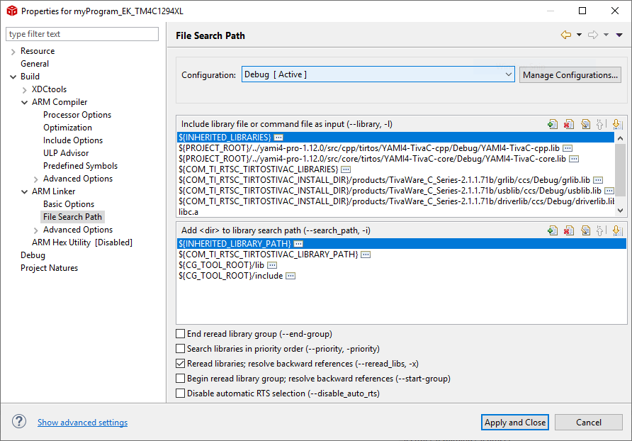 Actual project settings 3