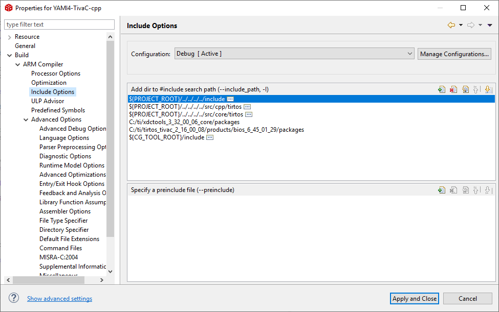 YAMI4 C++ project settings 2